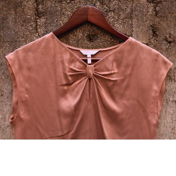 Rebecca Taylor 100% Silk Sleeveless Blouse Top Champagne Size 4 - Picture 3 of 3